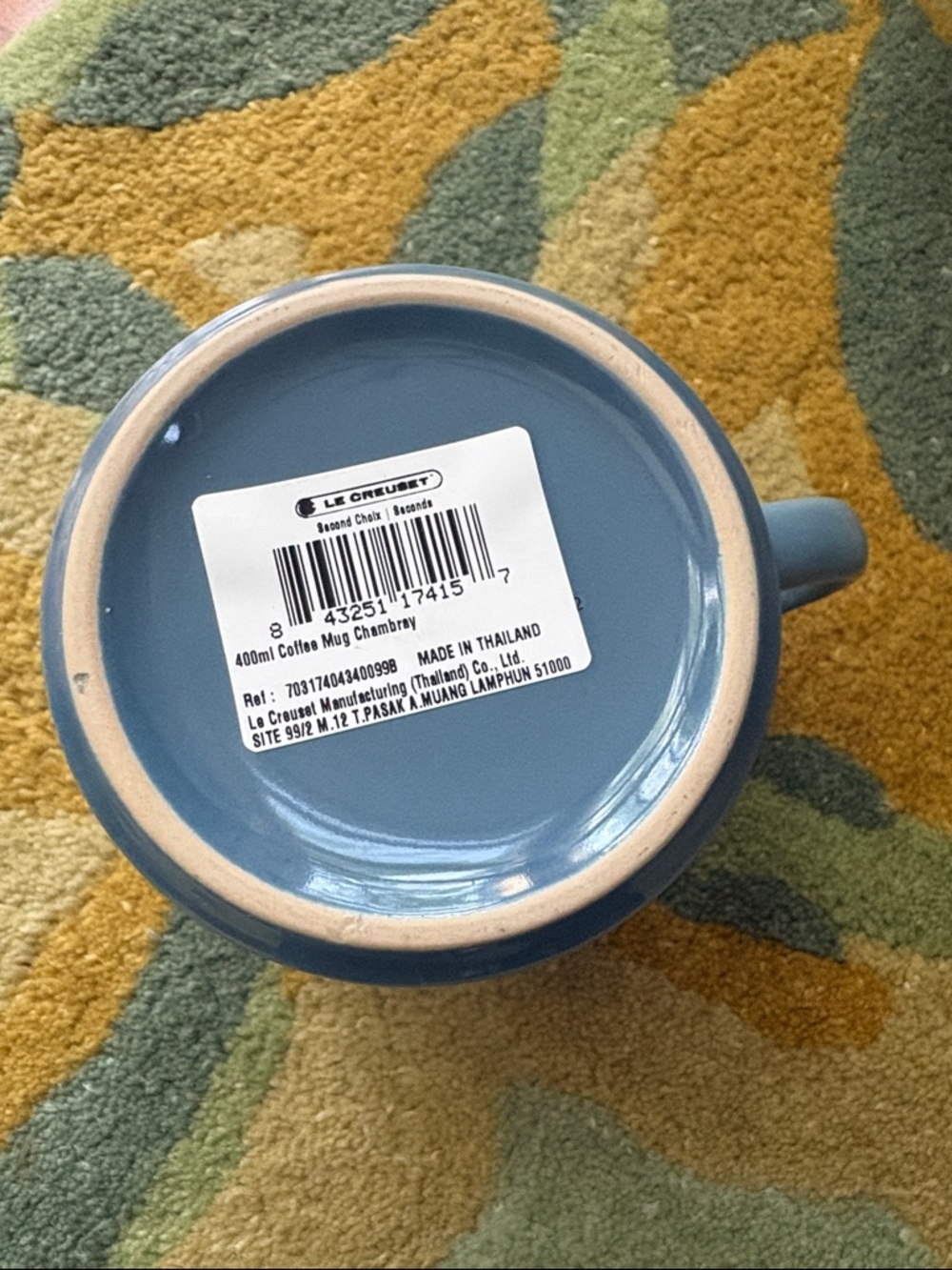 NWT Le Creuset Blue Chambray Stoneware Mug 14 oz - Picture 2 of 9